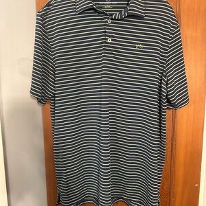 Southern Tide Performance Striped Polo in Navy and Green